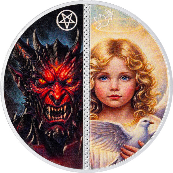 Monnaie ANGEL AND DEVIL Infinite Duality Paradox 1 Oz Argent 10$ Liberia 2026 (PRÉCOMMANDE)