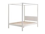 PINO Lit a baldaquin avec sommier a lattes 140x200 cm Blanc + Ciel de lit