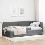 vidaXL Cadre de lit d'angle Gris foncé 90 x 200 cm tissu