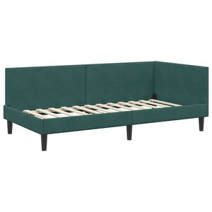 vidaXL Cadre de lit d'angle Vert foncé 90 cm x 200 cm tissu