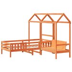 vidaXL Ensemble de lit et de banc avec toit 90x200 cm bois pin massif