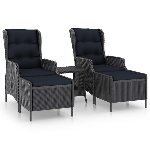 vidaXL Salon de jardin 3 Pièces avec coussins résine tressée gris foncé