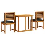 vidaXL Ensemble bistro de jardin 3 Pièces Marron Bois d'acacia massif