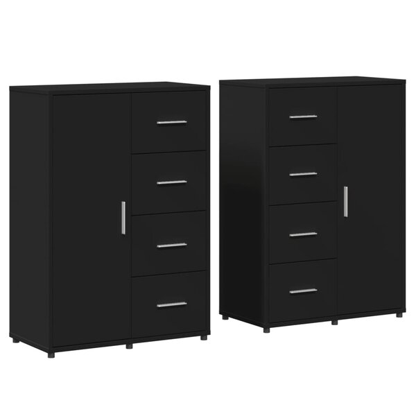 vidaXL Buffets 2 Pièces noir 60x31x84 cm bois d'ingénierie