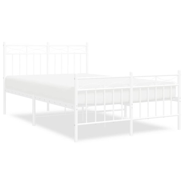 vidaXL Cadre de lit métal avec tête de lit/pied de lit blanc 120x190cm