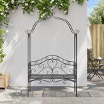 vidaXL Banc d'extérieur noir Noir Métal Grand Détails décoratifs