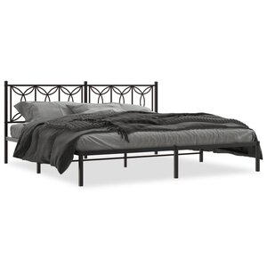 vidaXL Cadre de lit métal avec tête de lit noir 200x200 cm