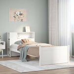 vidaXL Lit bibliothèque sans matelas blanc 90x190cm bois de pin massif