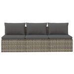 vidaXL Canapé de jardin 3 places avec coussins Gris Résine tressée