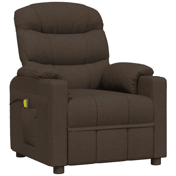 vidaXL Fauteuil de massage Marron foncé Tissu