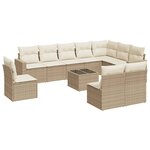 vidaXL Salon de jardin 11 Pièces avec coussins beige résine tressée
