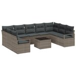 Ensemble de Canapés de Jardin de 9 Pièces vidaXL avec Coussins en Rotin Noir