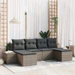 vidaXL Ensemble de canapé de jardin 6 pièces avec coussins en poly rotin gris