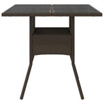 vidaXL Table de jardin avec dessus en verre marron résine tressée