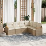vidaXL Salon de jardin avec coussins 6 Pièces beige résine tressée