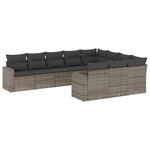 vidaXL Salon de jardin avec coussins 10 Pièces gris résine tressée