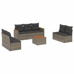 vidaXL Salon de jardin 8 Pièces avec coussins gris résine tressée