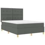 vidaXL Lit à ressort LED avec matelas Gris foncé 140 x 190 cm tissu