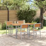 vidaXL Ensemble de salle à manger de jardin 5 pièces en acier gris et bois d'acacia massif