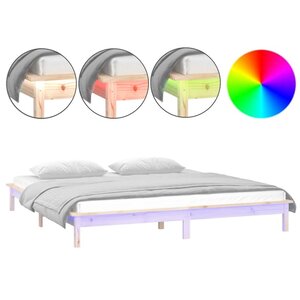 vidaXL Cadre de lit à LED sans matelas 140x200 cm bois massif