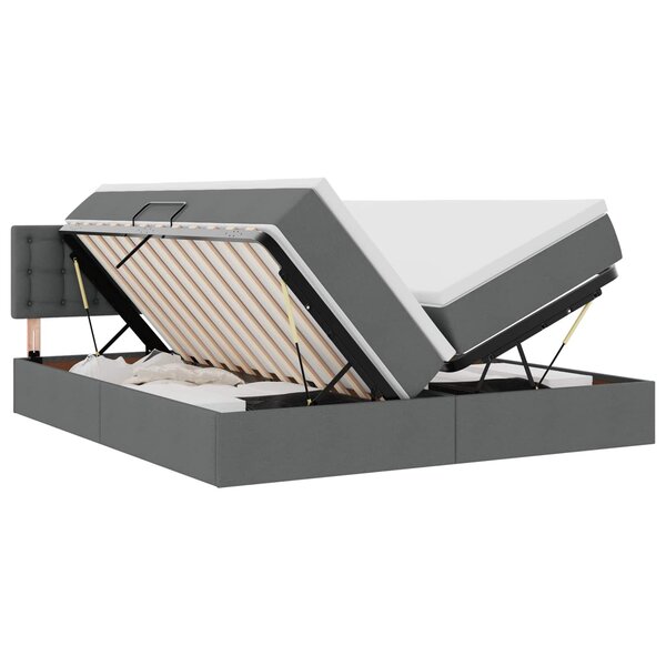 vidaXL Lit de Rangement Gris foncé 200 x 200 cm Cuir synthétique