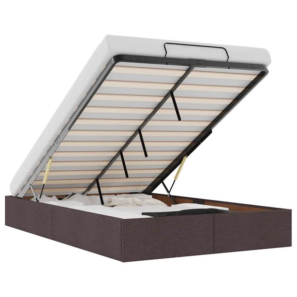 vidaXL Cadre de lit ottoman sans matelas marron foncé 120x200 cm tissu