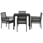 vidaXL Ensemble de salle à manger pour jardin 5 Pièces Noir Poly rotin