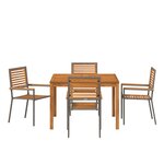 Ensemble de salle à manger jardin 5 pièces vidaXL Gris poly rattan acacia