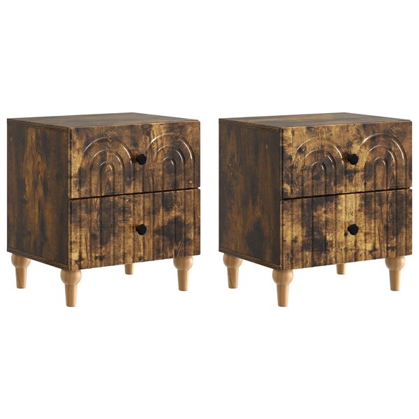 vidaXL Cabinet de chevet 2 pc Chêne fumé 43 x 34 5 x 48 cm