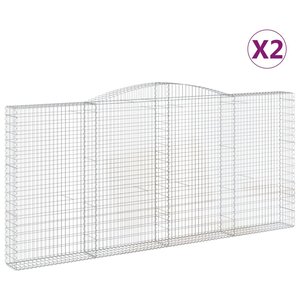 vidaXL Paniers à gabions arqués 2 Pièces 400x30x180/200 cm Fer galvanisé