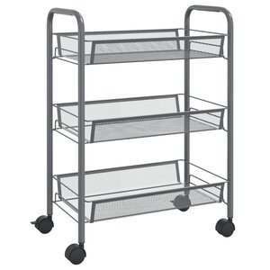vidaXL Chariot de cuisine à 3 niveaux Gris 46x26x64 cm Fer