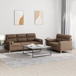 vidaXL Ensemble de canapés 2 Pièces avec coussins marron tissu