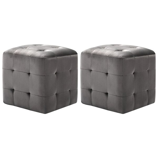 vidaXL 2 Pièces Poufs Gris 30 x 30 x 30 cm Tissu velours
