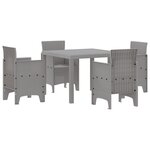 vidaXL Ensemble salle à manger jardin 5 pièces gris clair en poly rotin