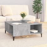 vidaXL Table basse gris béton 80x80x36 5 cm bois d'ingénierie