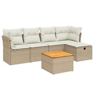 vidaXL Salon de jardin avec coussins 6 Pièces beige résine tressée