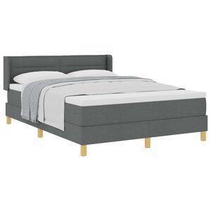 vidaXL Lit à Ressorts avec matelas Gris foncé 140 x 190 cm tissu