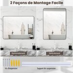 Miroir mural 76 5 x 56 cm pour salle de bain miroir mural de courtoisie rectangulaire cadre en métal robuste horizontal vertical noir 20_0008912