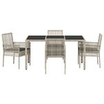 Ensemble de salle à manger de jardin 5 pièces avec coussins gris clair en poly rotin