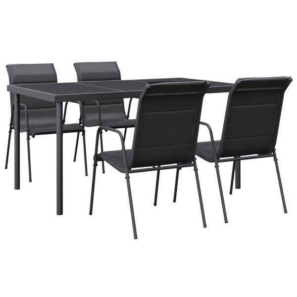 vidaXL Ensemble à manger de jardin 5 Pièces noir textilène et acier