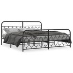 vidaXL Cadre de lit métal sans matelas avec pied de lit noir 200x200cm