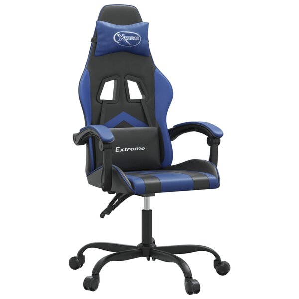 vidaXL Chaise de jeu Noir et bleu Similicuir