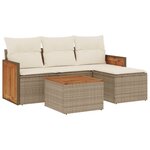 vidaXL Salon de jardin avec coussins 5 Pièces beige résine tressée