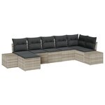 vidaXL Set de Canapés de Jardin 7 Pièces avec Coussins Gris Clair Polyrotin