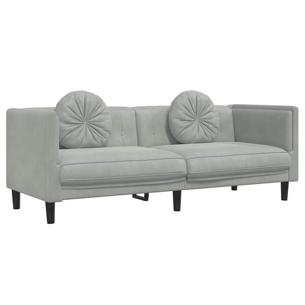 vidaXL Canapé avec coussins 3 places gris clair velours
