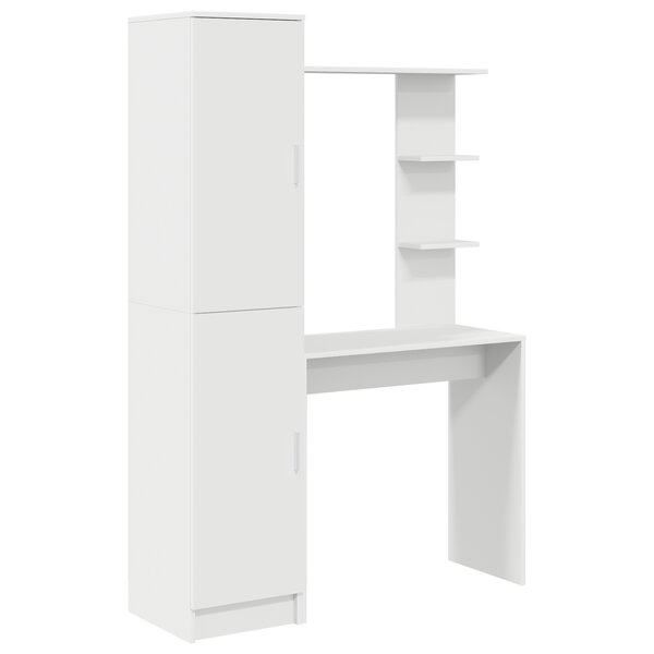 vidaXL Bureau avec Rangement Blanc Bois d'Ingénierie
