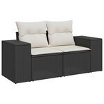 vidaXL Salon de jardin 7 Pièces avec coussins noir résine tressée