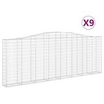 vidaXL Paniers à gabions arqués 9 Pièces 400x30x140/160 cm Fer galvanisé