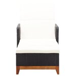 vidaXL Chaise longue Résine tressée et bois d'acacia massif Noir