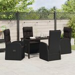 vidaXL Ensemble de salle à manger de jardin 5 pièces avec coussins Rattan poly noir